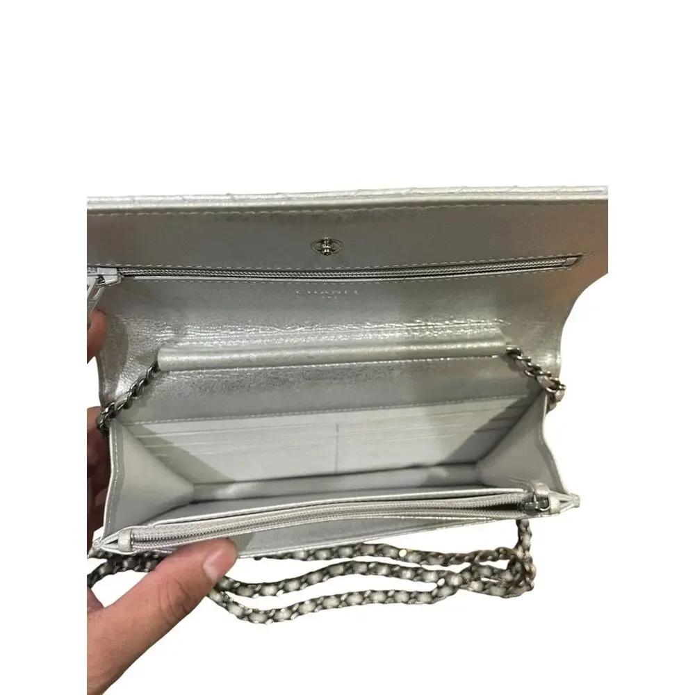 Chanel Metallic Chevron Wallet on Chain (23710)